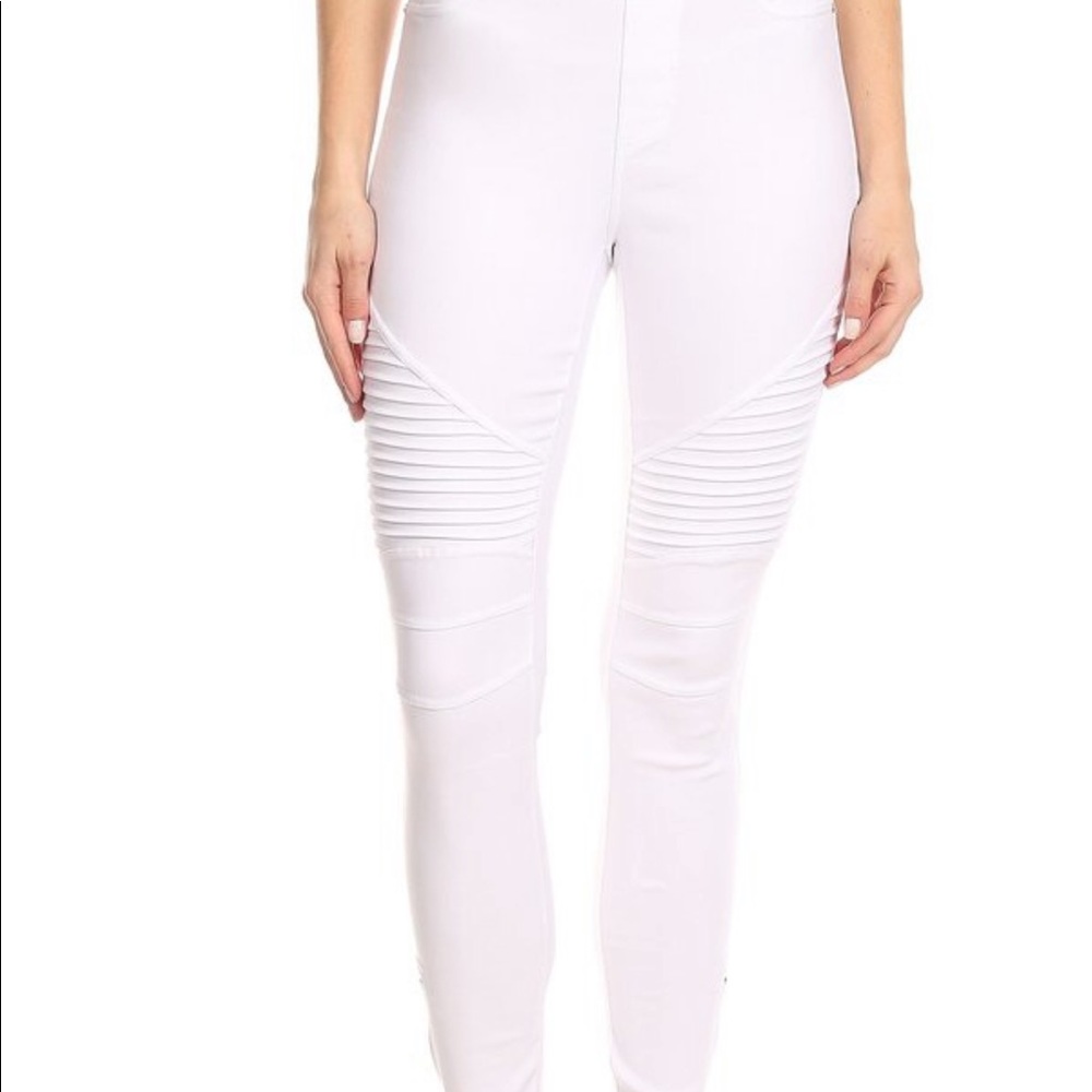 WHITE ZIPPER MOTO PANTS - Picture 3 of 3